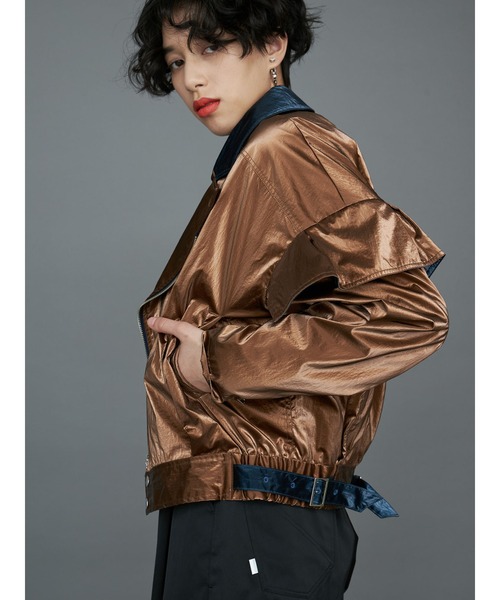 PAMEO POSE(パメオポーズ)の「Disco Rider Jacket(ライダースジャケット・レディース・ブラック/パープル/ブラウン・FREE)」の4枚目の写真