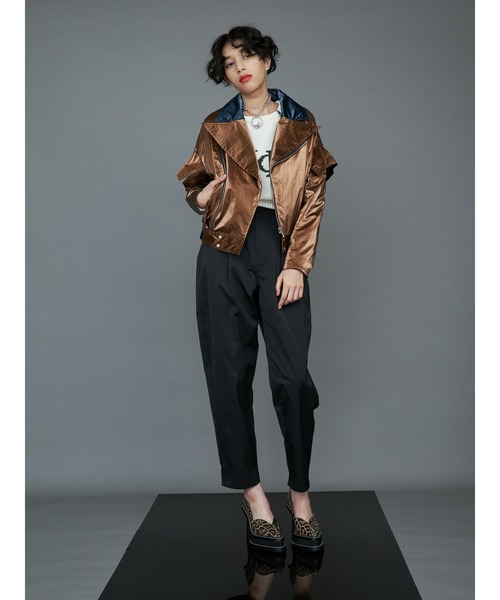 PAMEO POSE(パメオポーズ)の「Disco Rider Jacket(ライダースジャケット・レディース・ブラック/パープル/ブラウン・FREE)」の6枚目の写真