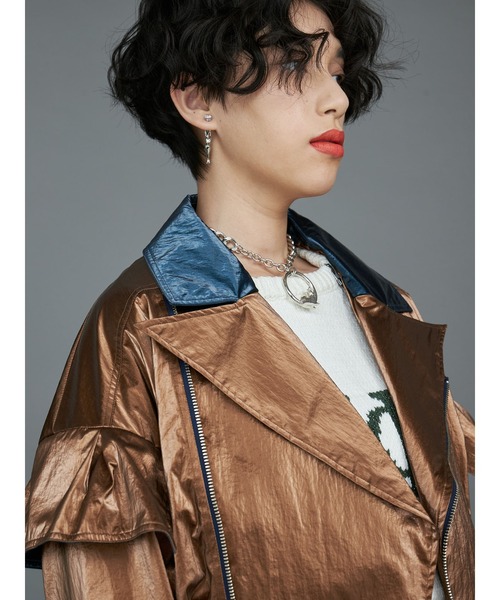 PAMEO POSE(パメオポーズ)の「Disco Rider Jacket(ライダースジャケット・レディース・ブラック/パープル/ブラウン・FREE)」の9枚目の写真