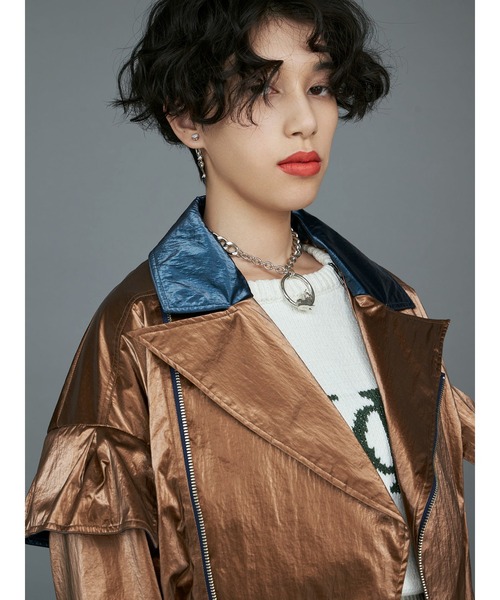 PAMEO POSE(パメオポーズ)の「Disco Rider Jacket(ライダースジャケット・レディース・ブラック/パープル/ブラウン・FREE)」の19枚目の写真