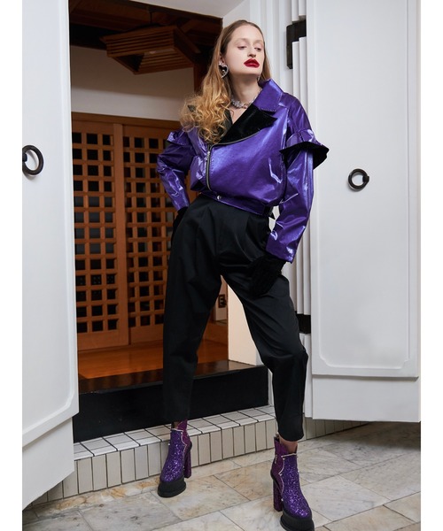 PAMEO POSE(パメオポーズ)の「Disco Rider Jacket(ライダースジャケット・レディース・ブラック/パープル/ブラウン・FREE)」の22枚目の写真