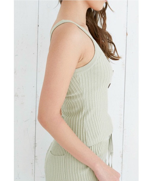 ALEXIA STAM（アリシアスタン）の「Front Button Rib Knit Camisole /フロントボタンリブニットキャミソール（キャミソール・レディース・グレー/モカ/グリーン系その他・FREE）」の7枚目の写真