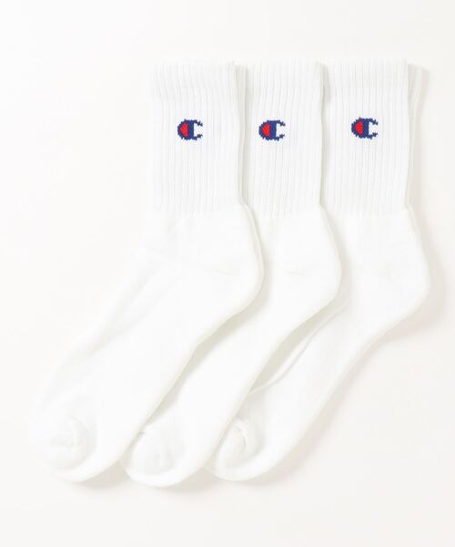Champion(チャンピオン)の「【CHAMPION/チャンピオン】ロークル-丈靴下(ソックス) 3足組 CMSCR103 ワンポイントブランドロゴ(ソックス/靴下・メンズ・ホワイト/ブラック/グレー・MEDIUM)」の2枚目の写真