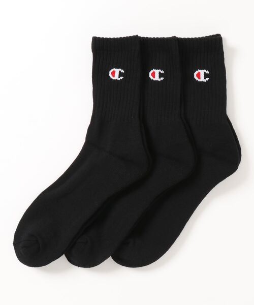 Champion(チャンピオン)の「【CHAMPION/チャンピオン】ロークル-丈靴下(ソックス) 3足組 CMSCR103 ワンポイントブランドロゴ(ソックス/靴下・メンズ・ホワイト/ブラック/グレー・MEDIUM)」の3枚目の写真