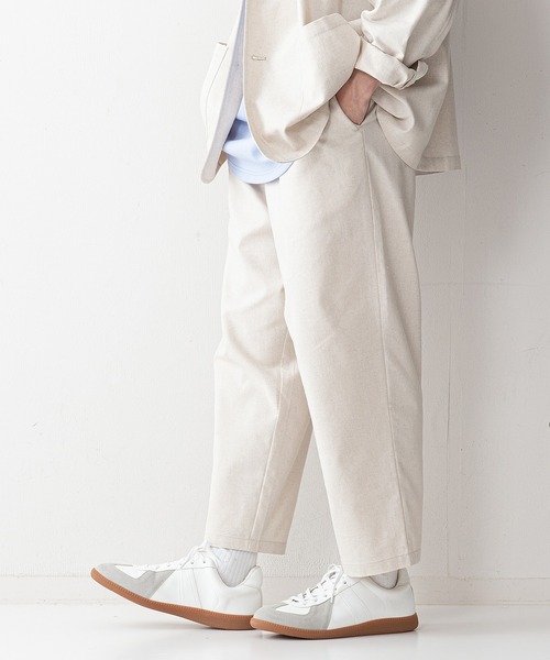 UNIIT(ユニット)の「【UNIIT】コットンリネン アンクル丈イージーパンツ セットアップ対応可能アイテム ルーズシルエット(ビッグシルエット)(その他パンツ・メンズ・ライトグレー/ブラック/ライトベージュ・MEDIUM/LARGE)」の2枚目の写真