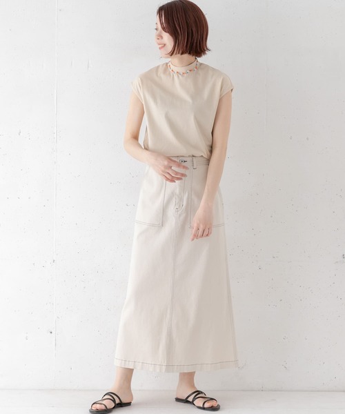 URBAN RESEARCH Sonny Label（アーバンリサーチサニーレーベル）の「配色ステッチベイカースカート（スカート・レディース・ベージュ/アイボリー・38/36）」の13枚目の写真