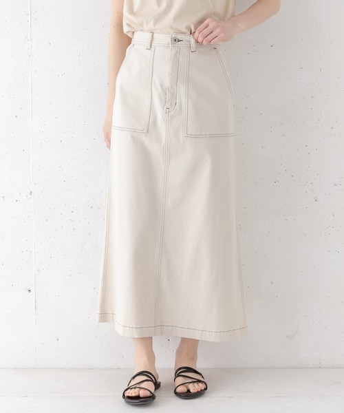 URBAN RESEARCH Sonny Label（アーバンリサーチサニーレーベル）の「配色ステッチベイカースカート（スカート・レディース・ベージュ/アイボリー・38/36）」の2枚目の写真