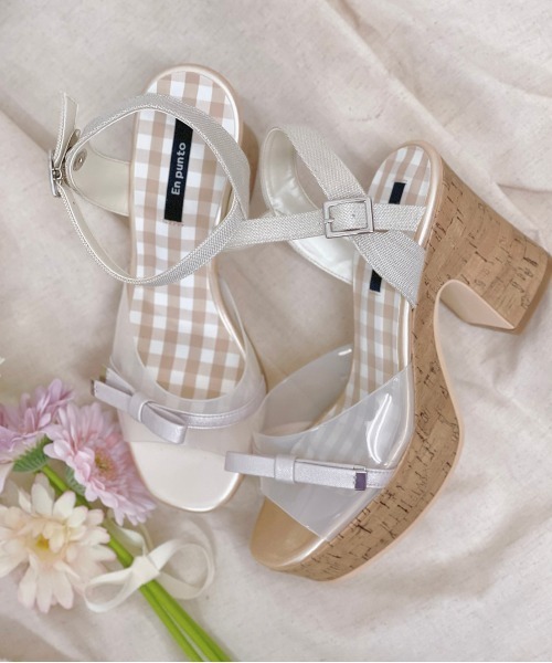 En Punto（エンプント）の「【残りわずか】クリアリボンサンダル（サンダル・レディース・その他1/アイボリー系8/ネイビー系6・LL/S/M/L）」の2枚目の写真