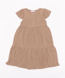 ＆yam | リネンレーヨン 半袖ラッフルスリーブ ティアードワンピース(ワンピース)