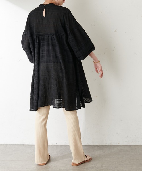 DISCOAT（ディスコート）の「【WEB限定】シアーチェックチュニック（シャツ/ブラウス・レディース・ホワイト/ミント/ブラック・FREE）」の9枚目の写真