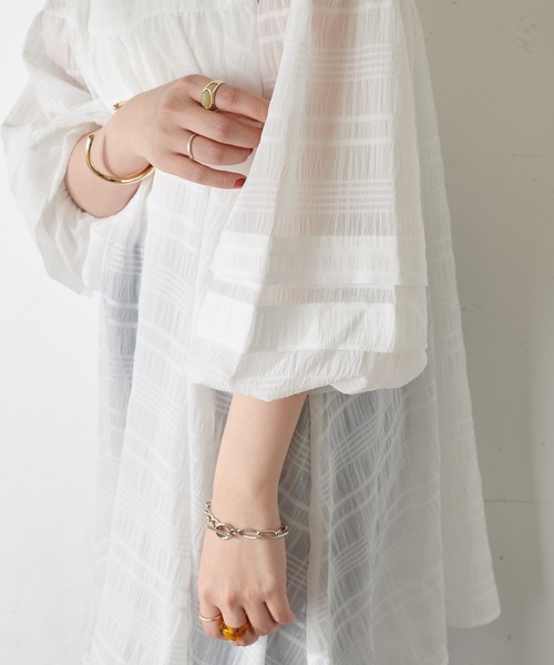 DISCOAT（ディスコート）の「【WEB限定】シアーチェックチュニック（シャツ/ブラウス・レディース・ホワイト/ミント/ブラック・FREE）」の15枚目の写真