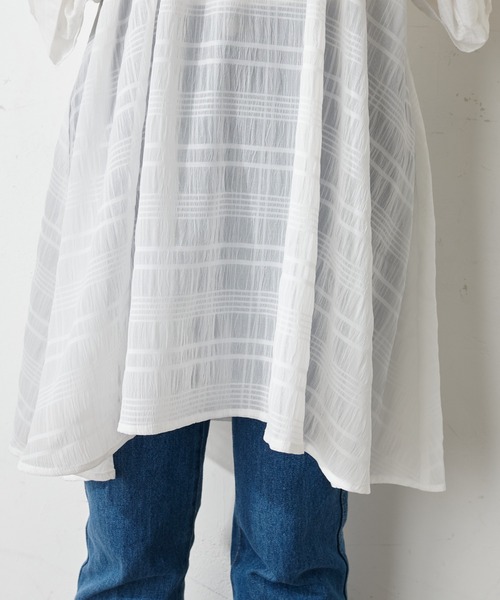 DISCOAT（ディスコート）の「【WEB限定】シアーチェックチュニック（シャツ/ブラウス・レディース・ホワイト/ミント/ブラック・FREE）」の17枚目の写真
