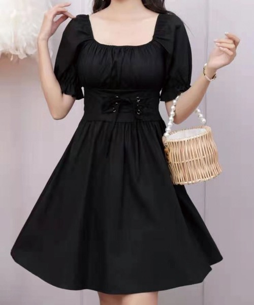 SPIGA（スピーガ）の「レースアップフレアミニワンピース（ワンピース・レディース・ブラック/ホワイト/ミント・FREE）」の2枚目の写真