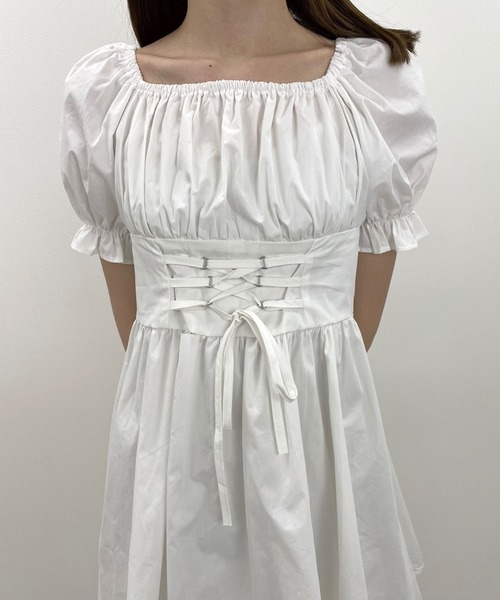 SPIGA（スピーガ）の「レースアップフレアミニワンピース（ワンピース・レディース・ブラック/ホワイト/ミント・FREE）」の10枚目の写真