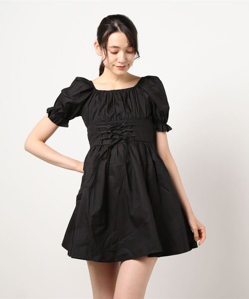 SPIGA（スピーガ）の「レースアップフレアミニワンピース（ワンピース・レディース・ブラック/ホワイト/ミント・FREE）」の7枚目の写真