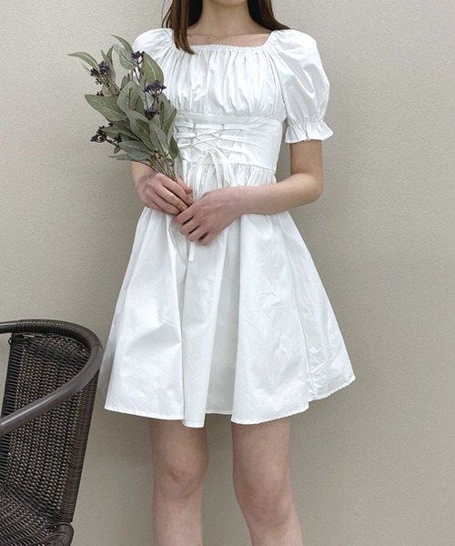 SPIGA（スピーガ）の「レースアップフレアミニワンピース（ワンピース・レディース・ブラック/ホワイト/ミント・FREE）」の19枚目の写真