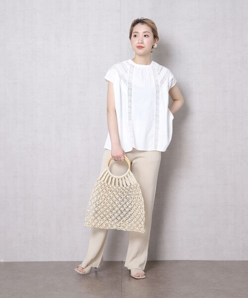 FREAK'S STORE（フリークスストア）の「▽【WEB限定】2WAYノースリーブレースブラウス（シャツ/ブラウス・レディース・ホワイト/ライトグレー/ブラック・ﾌﾘ-）」の4枚目の写真