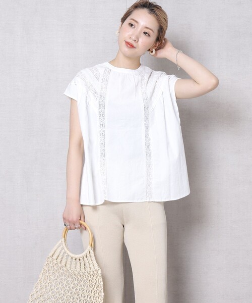 FREAK'S STORE（フリークスストア）の「▽【WEB限定】2WAYノースリーブレースブラウス（シャツ/ブラウス・レディース・ホワイト/ライトグレー/ブラック・ﾌﾘ-）」の9枚目の写真