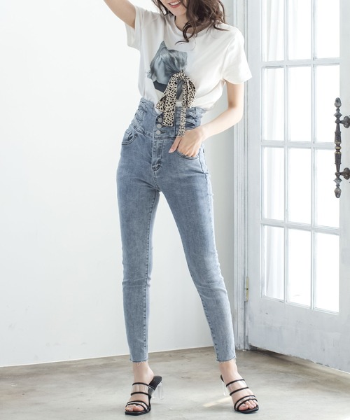 Julia Boutique（ジュリアブティック）の「ウエストレースアップデニムスキニーパンツ/21164（デニムパンツ・レディース・ブルー・LL/L/S/M）」の11枚目の写真