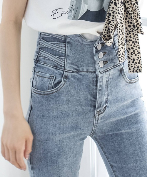 Julia Boutique（ジュリアブティック）の「ウエストレースアップデニムスキニーパンツ/21164（デニムパンツ・レディース・ブルー・LL/L/S/M）」の7枚目の写真