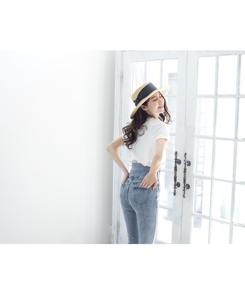 Julia Boutique（ジュリアブティック）の「ウエストレースアップデニムスキニーパンツ/21164（デニムパンツ・レディース・ブルー・LL/L/S/M）」の4枚目の写真