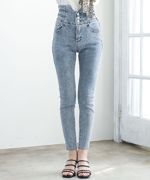 Julia Boutique（ジュリアブティック）の「ウエストレースアップデニムスキニーパンツ/21164（デニムパンツ・レディース・ブルー・LL/L/S/M）」の6枚目の写真