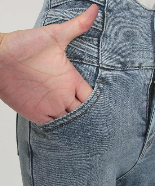 Julia Boutique（ジュリアブティック）の「ウエストレースアップデニムスキニーパンツ/21164（デニムパンツ・レディース・ブルー・LL/L/S/M）」の5枚目の写真