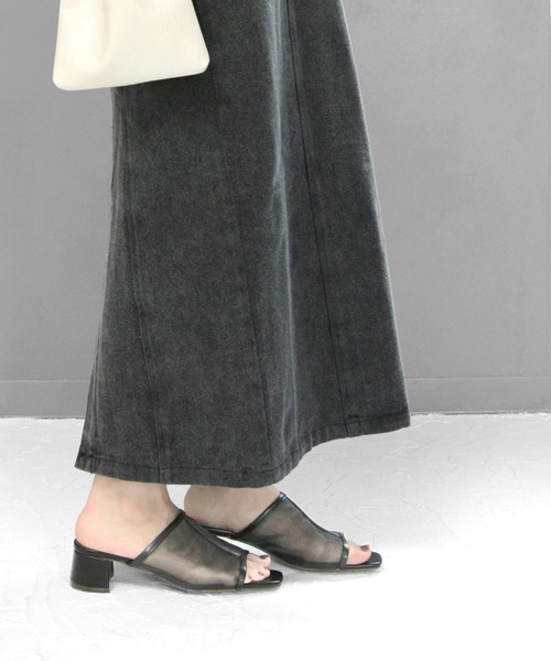 SOROTTO（ソロット）の「スクエアトゥの切替チュールシアーサンダル（サンダル・レディース・ブラック/ブラウン/アイボリー・LL/S/M/L）」の7枚目の写真