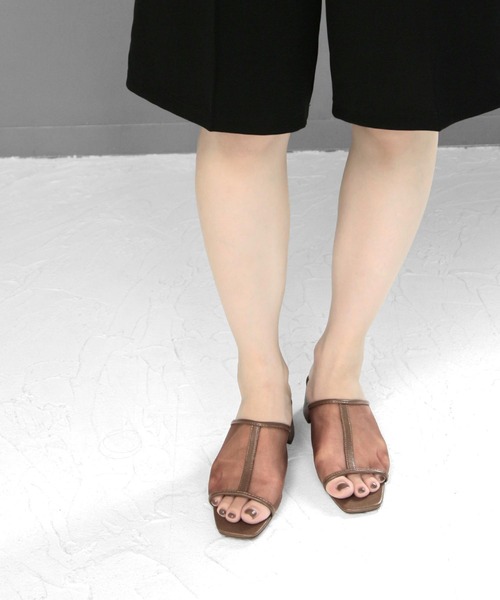 SOROTTO（ソロット）の「スクエアトゥの切替チュールシアーサンダル（サンダル・レディース・ブラック/ブラウン/アイボリー・LL/S/M/L）」の15枚目の写真