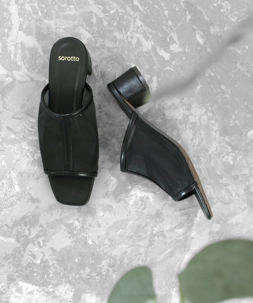 SOROTTO（ソロット）の「スクエアトゥの切替チュールシアーサンダル（サンダル・レディース・ブラック/ブラウン/アイボリー・LL/S/M/L）」の10枚目の写真