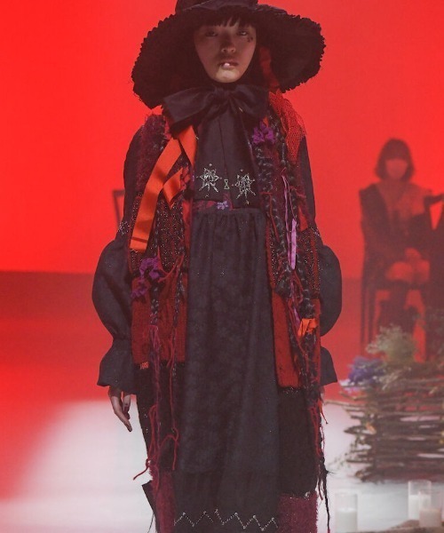 小物 rurumu: 21aw collage knit long muffler rurumu:/ルルムウ/collage knit long muffler/マフラー