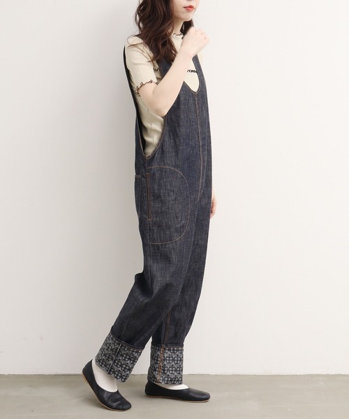 peu pres（プープレ）の「ギンガムリンゴデニム　オーバーオール（サロペット/オーバーオール・レディース・ネイビー・FREE）」の9枚目の写真