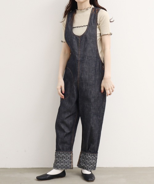 peu pres（プープレ）の「ギンガムリンゴデニム　オーバーオール（サロペット/オーバーオール・レディース・ネイビー・FREE）」の12枚目の写真