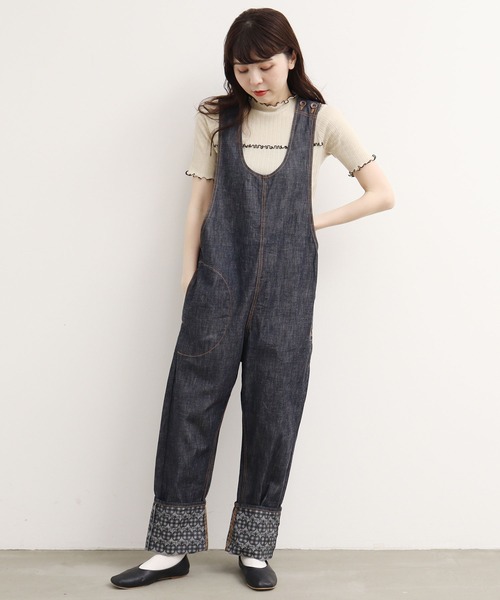 peu pres（プープレ）の「ギンガムリンゴデニム　オーバーオール（サロペット/オーバーオール・レディース・ネイビー・FREE）」の10枚目の写真