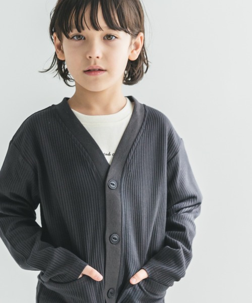 pairmanon（ペアマノン）の「【もっちりワッフル】ポケット付きカーディガン（カーディガン/ボレロ・キッズ・ブラック/ピンク/カーキ/グレイッシュベージュ/ブラウン/アイボリー/ブルー系その他3/ラベンダー/モカ/グレー/ミント/ブルー系その他/ピンク系その他/ダークブルー/ブラウン系その他3/ベージュ系その他3/ベージュ系その他4/グリーン系その他2/ブラウン系その他/ピンク系その他4/ブルー系その他4/ピンク系その他2/ブラウン系その他2/グリーン系その他/ブラック系その他/イエロー系その他2・110/130/90/150/100/140/120）」の3枚目の写真