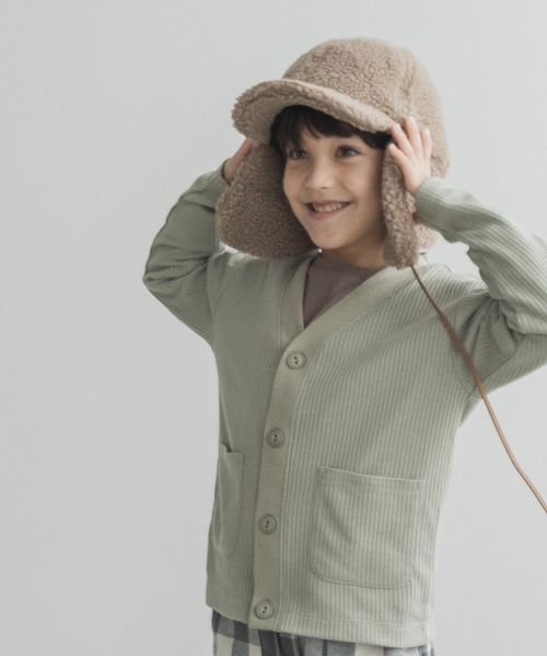 pairmanon（ペアマノン）の「【もっちりワッフル】ポケット付きカーディガン（カーディガン/ボレロ・キッズ・ブラック/ピンク/カーキ/グレイッシュベージュ/ブラウン/アイボリー/ブルー系その他3/ラベンダー/モカ/グレー/ミント/ブルー系その他/ピンク系その他/ダークブルー/ブラウン系その他3/ベージュ系その他3/ベージュ系その他4/グリーン系その他2/ブラウン系その他/ピンク系その他4/ブルー系その他4/ピンク系その他2/ブラウン系その他2/グリーン系その他/ブラック系その他/イエロー系その他2・110/130/90/150/100/140/120）」の14枚目の写真