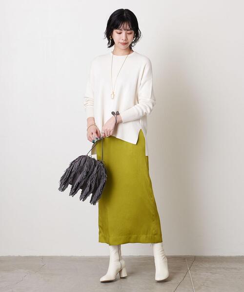 UNITED ARROWS(ユナイテッドアローズ)の「UWSC C/R スムース スリット ニット †◆(ニット/セーター・レディース・オフホワイト/ターコイズブルー/ネイビー・FREE)」の9枚目の写真
