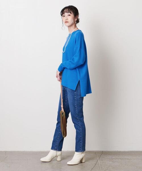 UNITED ARROWS(ユナイテッドアローズ)の「UWSC C/R スムース スリット ニット †◆(ニット/セーター・レディース・オフホワイト/ターコイズブルー/ネイビー・FREE)」の7枚目の写真