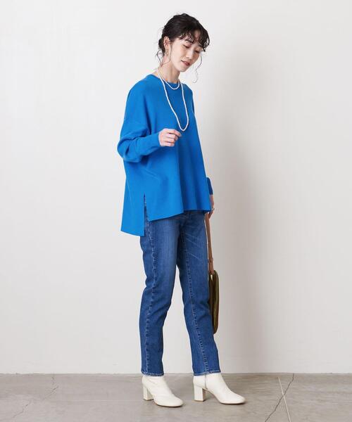 UNITED ARROWS(ユナイテッドアローズ)の「UWSC C/R スムース スリット ニット †◆(ニット/セーター・レディース・オフホワイト/ターコイズブルー/ネイビー・FREE)」の6枚目の写真