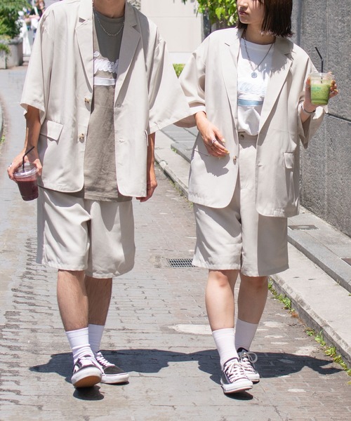 PairPair（ペアペア）の「テックリネンハーフパンツ(ユニセックス）（その他パンツ・メンズ・アイボリー/ライトブラウン・LARGE/MEDIUM）」の2枚目の写真