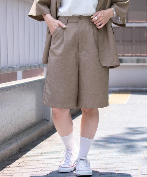 PairPair（ペアペア）の「テックリネンハーフパンツ(ユニセックス）（その他パンツ・メンズ・アイボリー/ライトブラウン・LARGE/MEDIUM）」の6枚目の写真