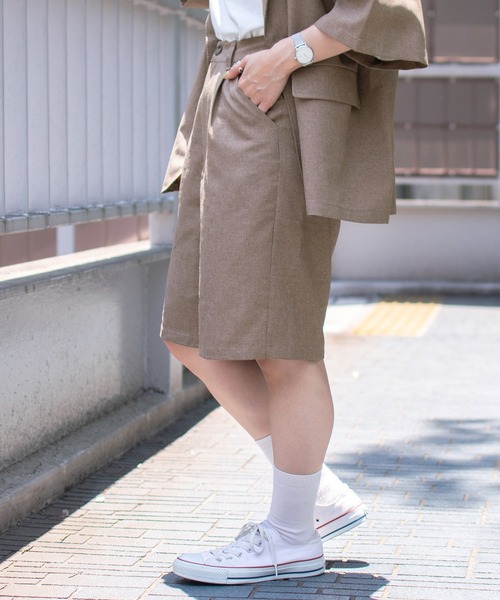 PairPair（ペアペア）の「テックリネンハーフパンツ(ユニセックス）（その他パンツ・メンズ・アイボリー/ライトブラウン・LARGE/MEDIUM）」の7枚目の写真