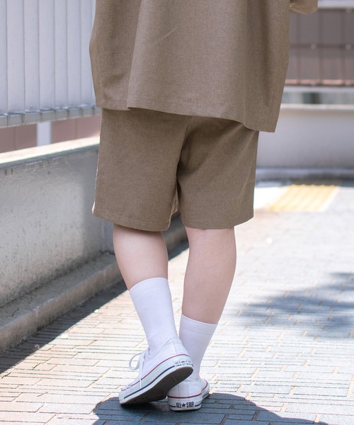 PairPair（ペアペア）の「テックリネンハーフパンツ(ユニセックス）（その他パンツ・メンズ・アイボリー/ライトブラウン・LARGE/MEDIUM）」の8枚目の写真