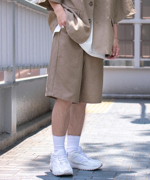 PairPair（ペアペア）の「テックリネンハーフパンツ(ユニセックス）（その他パンツ・メンズ・アイボリー/ライトブラウン・LARGE/MEDIUM）」の10枚目の写真