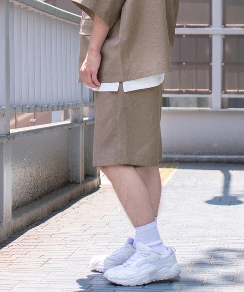 PairPair（ペアペア）の「テックリネンハーフパンツ(ユニセックス）（その他パンツ・メンズ・アイボリー/ライトブラウン・LARGE/MEDIUM）」の11枚目の写真