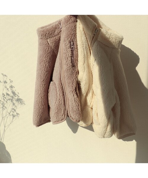 apres les cours(アプレレクール)の「WEB限定 ファーフリースジャケット(ブルゾン・キッズ・キナリ/ピンク・110/80/120/130/90/100/140)」の14枚目の写真