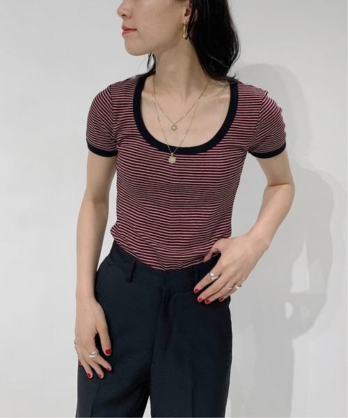 MILLER(ミラー)の「【MILLER/ミラー】Oriens別注ボーダーTシャツ◆(Tシャツ/カットソー・レディース・グリーン/ブルー/レッド/オレンジ・FREE)」の3枚目の写真
