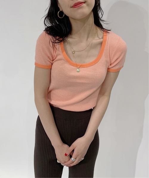 MILLER(ミラー)の「【MILLER/ミラー】Oriens別注ボーダーTシャツ◆(Tシャツ/カットソー・レディース・グリーン/ブルー/レッド/オレンジ・FREE)」の4枚目の写真