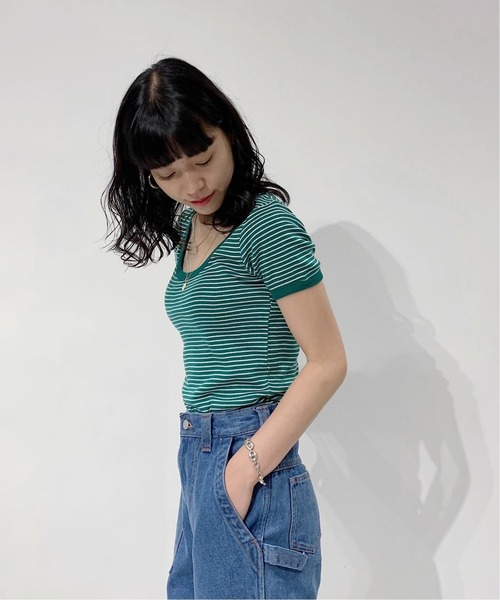 MILLER(ミラー)の「【MILLER/ミラー】Oriens別注ボーダーTシャツ◆(Tシャツ/カットソー・レディース・グリーン/ブルー/レッド/オレンジ・FREE)」の16枚目の写真