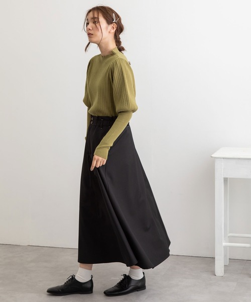 POU DOU DOU(プードゥドゥ)の「パフスリーブワイドリブニット(ニット/セーター・レディース・ブラック/ブルー/グリーン/アイボリー・3)」の9枚目の写真